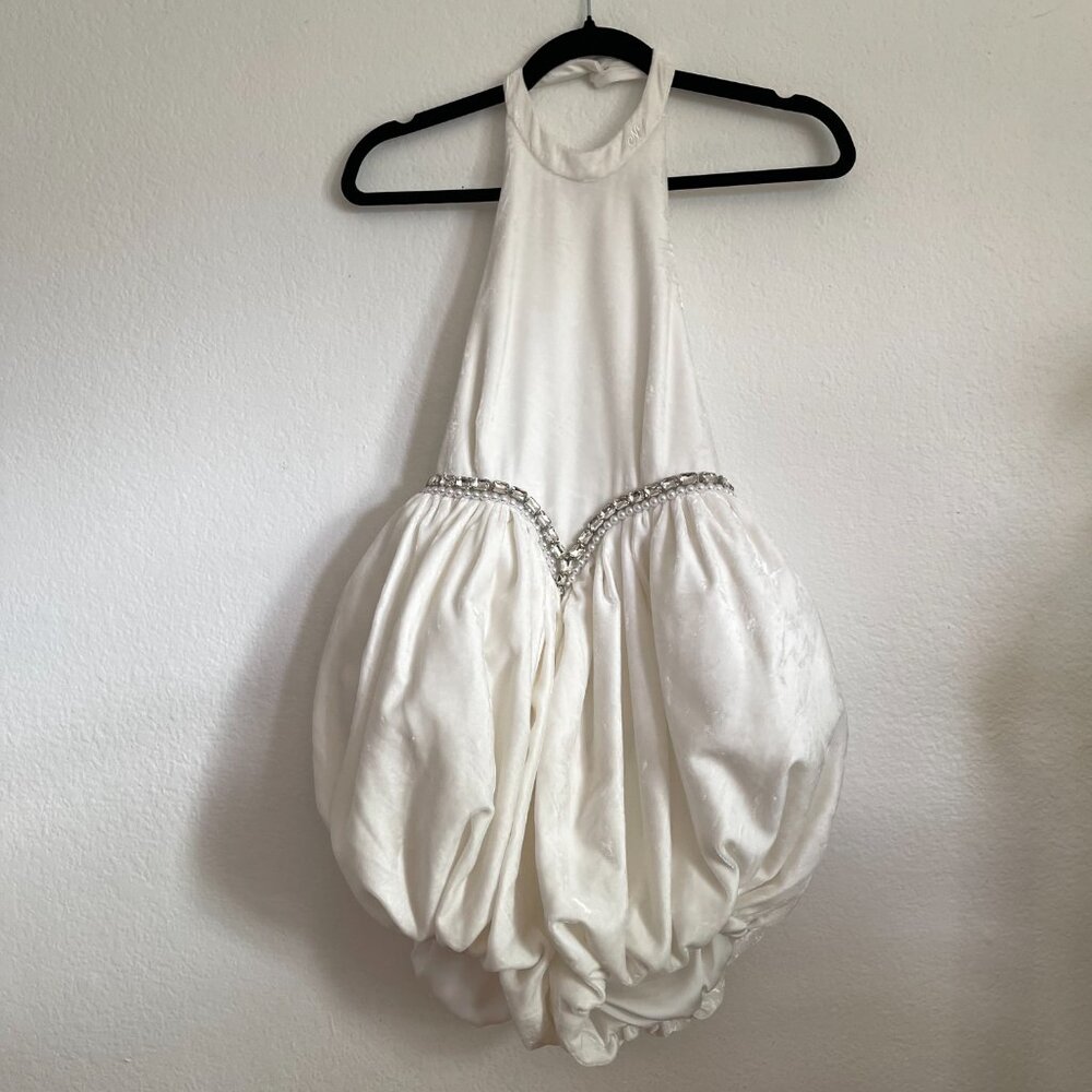 Nana Jacqueline Sienna Halter Bubble Hem Jumpsuit in White - Picture 9 of 16